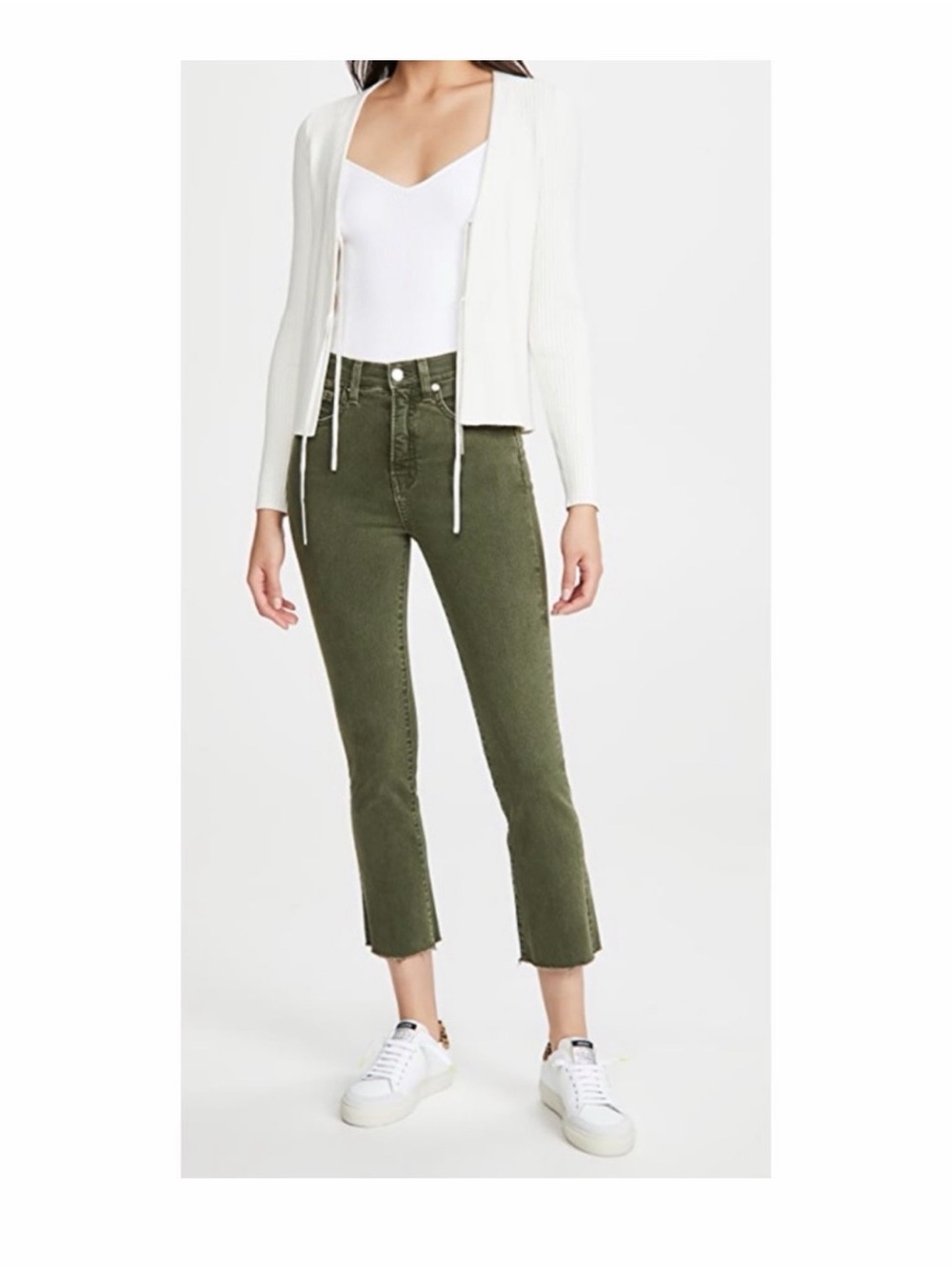 Veronica Beard Carly Kick Flare High Rise Olive Green Jeans Women’s Size 26